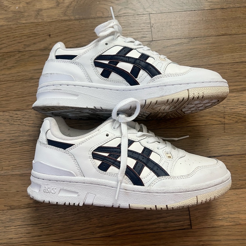 ASICS White and Navy Blue Sneakers
